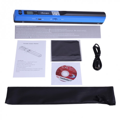 iScan01 Portable Document Portable HandHeld Scanner avec écran LED, A4 Contact Image Sensor, Support 900DPI / 600DPI / 300DPI / PDF / JPG / TF (Bleu) SI001L2-06