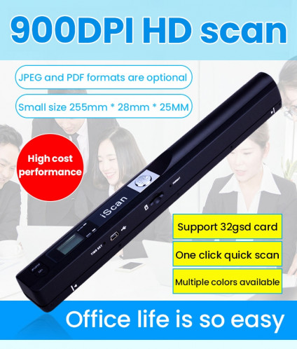 iScan01 Portable Document Portable HandHeld Scanner avec écran LED, A4 Contact Image Sensor, Support 900DPI / 600DPI / 300DPI / PDF / JPG / TF (Bleu) SI001L2-06