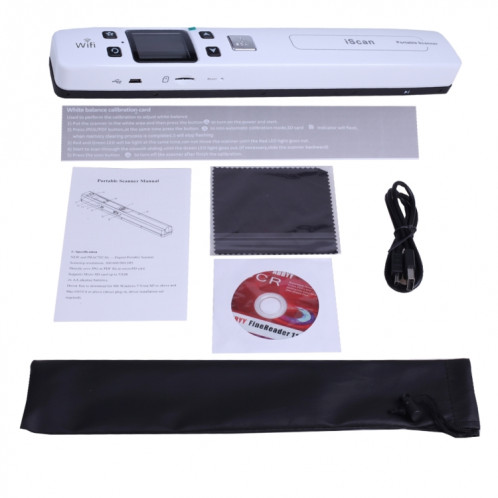 iScan02 WiFi Double Portable Mobile Document Scanner portatif avec écran LED, support 1050DPI / 600DPI / 300DPI / PDF / JPG / TF (blanc) SI003W4-09