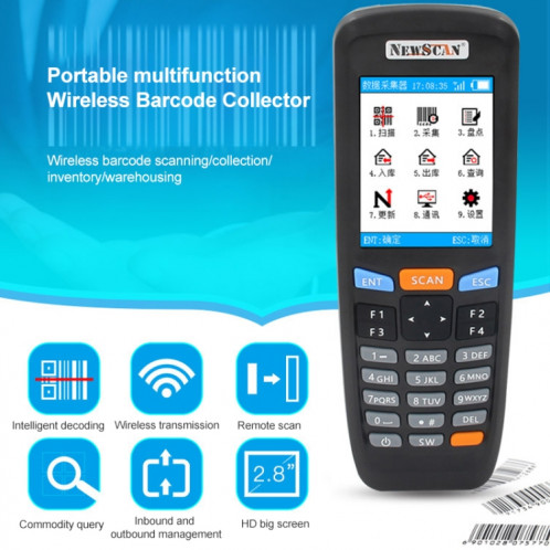 NEWSCAN NS6606H Collecteur de scanner de codes-barres sans fil à lumière rouge unidimensionnel SN001729-08