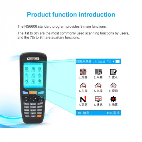 NEWSCAN NS6606H Collecteur de scanner de codes-barres sans fil à lumière rouge unidimensionnel SN001729-08