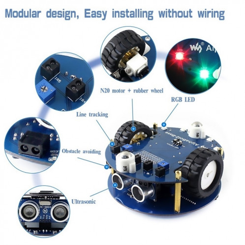 Kit de construction de robot Waveshare AlphaBot2 pour Arduino (sans contrôleur Arduino) SH915531-07