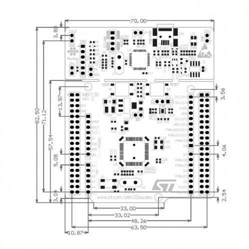 Carte de développement Waveshare NUCLEO-L476RG, STM32 Nucleo-64 SW1912313-06