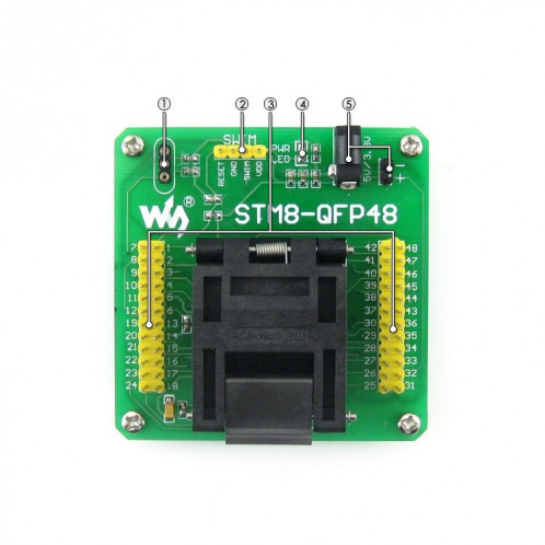 Waveshare STM8-QFP48, adaptateur de programmeur SW8228394-04