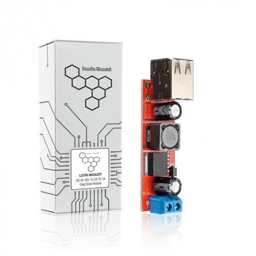 LDTR-WG0257 Dual USB 9V / 12V / 24V / 36V à 5V convertisseur DC-DC 3A Module d'alimentation abaisseur (rouge) SH271R1977-06