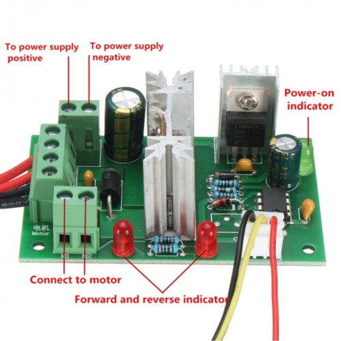 LDTR-WG0266 DC 6-30V 200W 16KHz PWM régulateur de vitesse de moteur régulateur de commande réversible interrupteur avant / arrière (vert) SH408G423-09