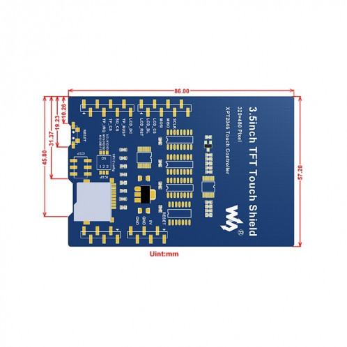 Blindage LCD tactile 3,5 pouces pour Arduino SW1990134-06