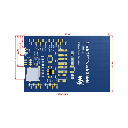 Blindage LCD tactile 4 pouces pour Arduino SW3223452-06
