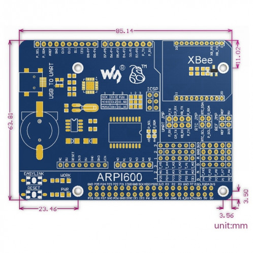 Carte adaptateur Waveshare pour Arduino et Raspberry Pi SW52611120-09