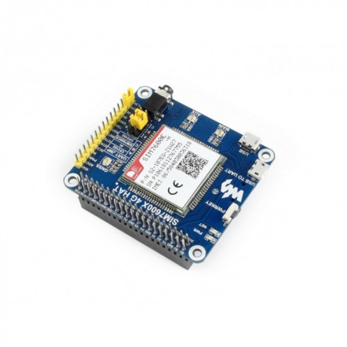 Waveshare 4G / 3G / 2G / GSM / GPRS / GNSS HAT pour Raspberry Pi, LTE CAT4, pour l'Asie du Sud-Est, l'Asie de l'Ouest, l'Europe, l'Afrique SW1963101-09