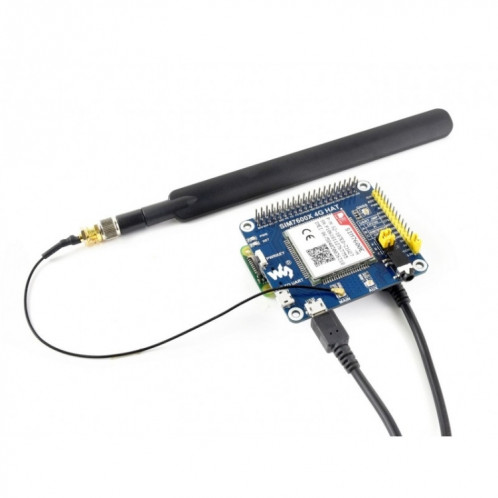 Waveshare 4G / 3G / 2G / GSM / GPRS / GNSS HAT pour Raspberry Pi, LTE CAT4, pour l'Asie du Sud-Est, l'Asie de l'Ouest, l'Europe, l'Afrique SW1963101-09