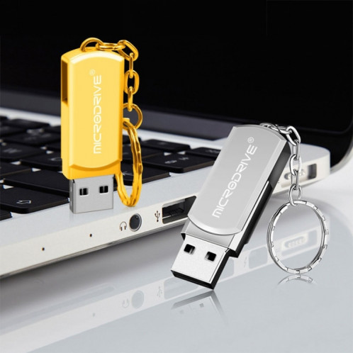 MicroDrive 64 Go USB 2.0 disque de métal U de personnalité créative avec porte-clés (or) SM581J1406-09