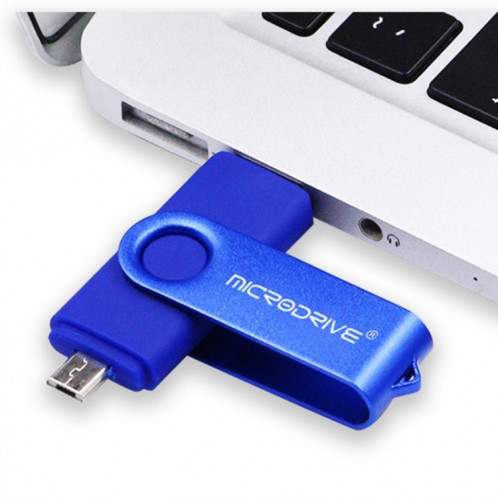 MicroDrive 64 Go USB 2.0 Téléphone et ordinateur à double usage Rotary OTG Metal U Disk (Bleu) SM943L1558-09