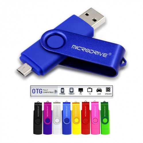 MicroDrive 64 Go USB 2.0 Téléphone et ordinateur à double usage Rotary OTG Metal U Disk (Bleu) SM943L1558-09