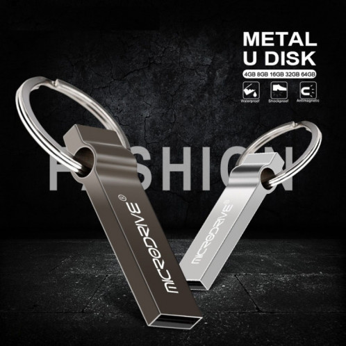 MicroDrive 8 Go USB 2.0 Porte-clés Métal U Disk (Gris) SM301H800-010