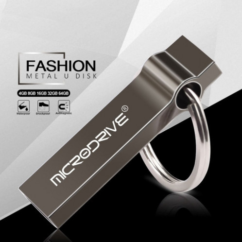 MicroDrive 16 Go USB 2.0 Metal Keychain U Disk (Gris) SM312H1806-09