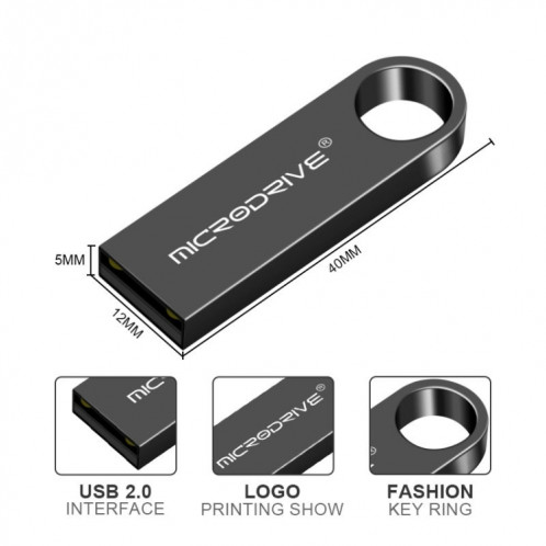 MicroDrive 64 Go USB 2.0 disque métallique étanche haute vitesse U (noir) SM406B844-08