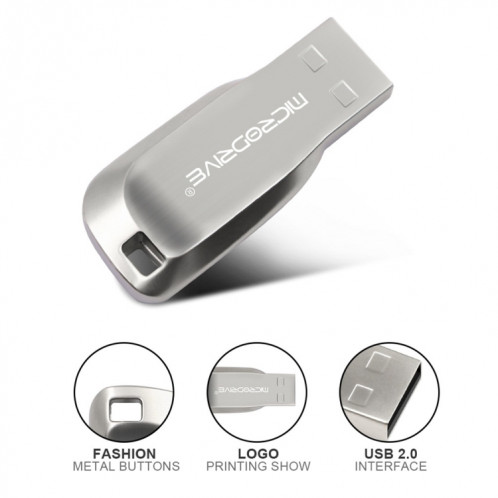 MicroDrive 16 Go USB 2.0 Creative Rotate Metal U Disk (Gris) SM499H1561-011