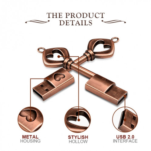 MicroDrive 4GB USB 2.0 Copper Love Key U Disk SM8964412-011
