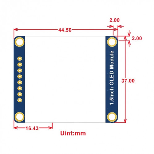 Module d'affichage OLED général de 1,5 pouces 128x128 Waveshare, interface SPI / I2C SW01021371-06