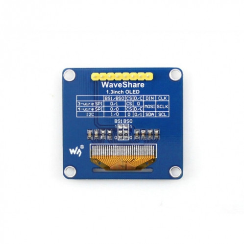 Waveshare 1,3 pouces 128 * 64 OLED, interfaces SPI / I2C, tête d'épingle verticale droite SW7161571-06