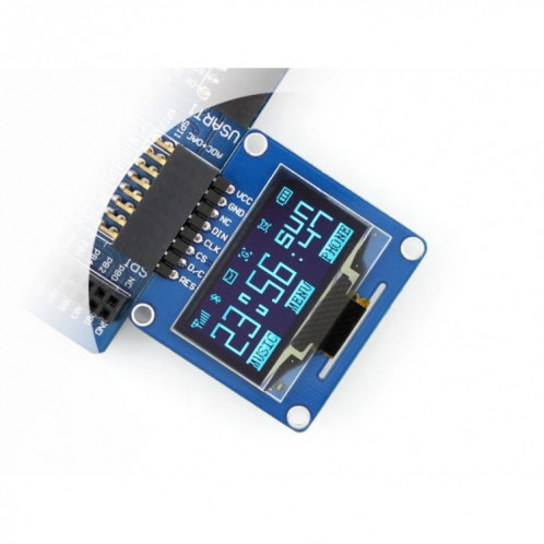 Waveshare 1,3 pouces 128 * 64 OLED (A), interfaces SPI / I2C, tête d'épingle horizontale incurvée SW7634284-06