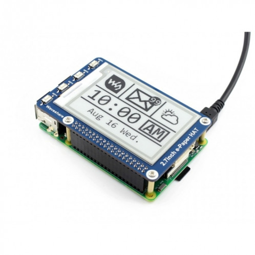 Waveshare 2,7 pouces 264x176E-Ink Display HAT pour Raspberry Pi, interface SPI SW34821810-06