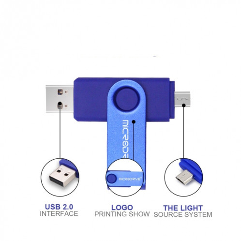 MicroDrive 32 Go USB 2.0 Ordinateur Mobile Rotatif Double Usage OTG Métal U Disque (Rose) SM477F1946-08