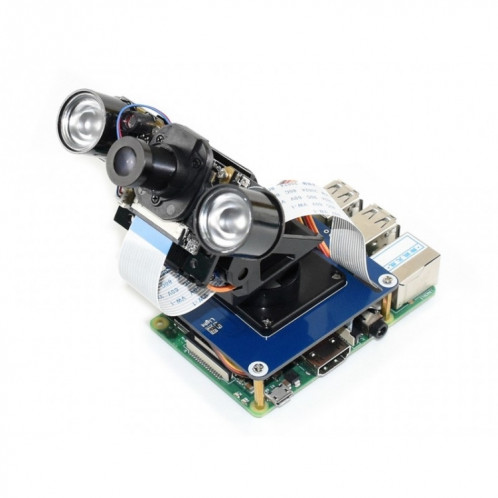 Waveshare 2-DOF Pan-Tilt HAT pour Raspberry Pi, détection d'intensité lumineuse, interface I2C SW96961604-07