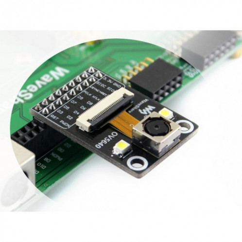 Carte de module de caméra Waveshare OV5640 (C), 5 mégapixels (2592x1944), mise au point automatique avec flash LED intégré SW99331354-04