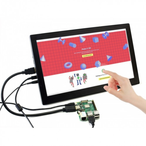Waveshare 13,3 pouces IPS 1920x1080 écran tactile capacitif LCD avec couvercle en verre trempé, prend en charge plusieurs mini-PC, systèmes multiples SW99871625-09