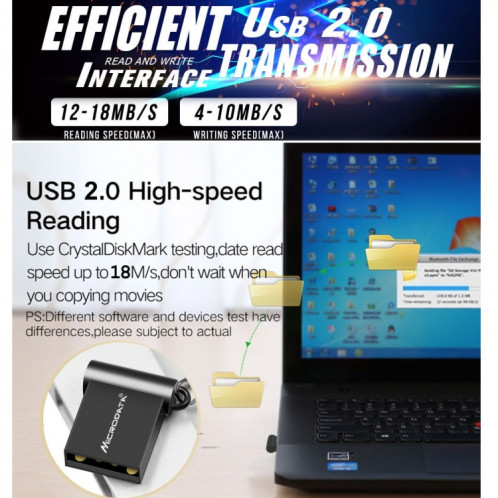 MiCRODATA 8 Go USB 2.0 pour ordinateur et mini disque U pour deux voitures (noir) SM048B424-013