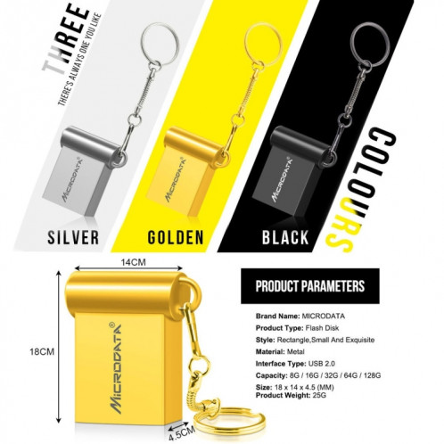 MiCRODATA 32GB USB 2.0 Computer Car Mini-Disk Mini U Disk (Gold) SM831J1121-013