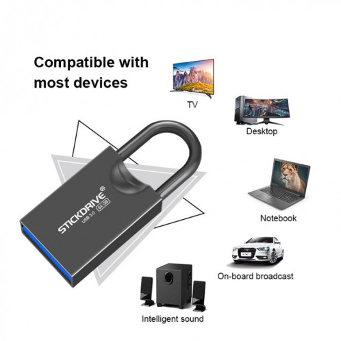 STICKDRIVE 64 Go USB 3.0 haute vitesse Creative Love Lock Metal U Disk (Noir) SS456B1120-010