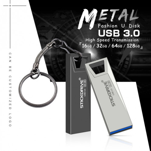 STICKDRIVE 128 Go USB 3.0 Mini disque U haute vitesse en métal (gris argenté) SS72SH467-09