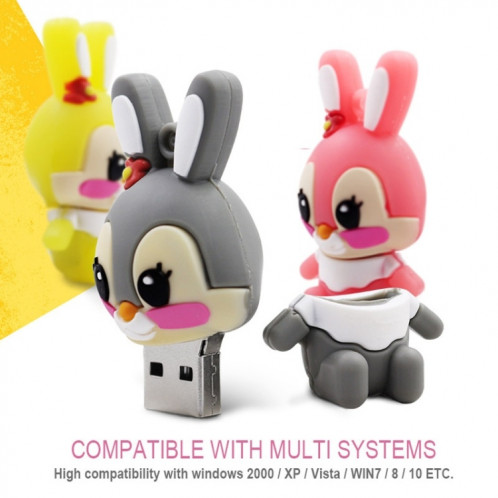 MicroDrive 128GB USB 2.0 Creative Cute Rabbit U Disk (Gris) SM522H184-011