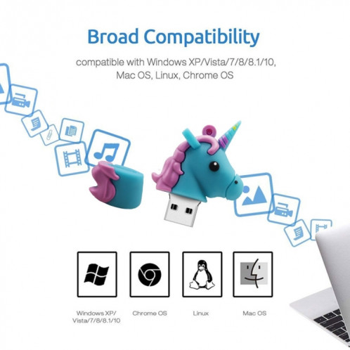 MicroDrive 8 Go USB 2.0 Creative Unicorn Shape U Disk (Bleu) SM055L725-08