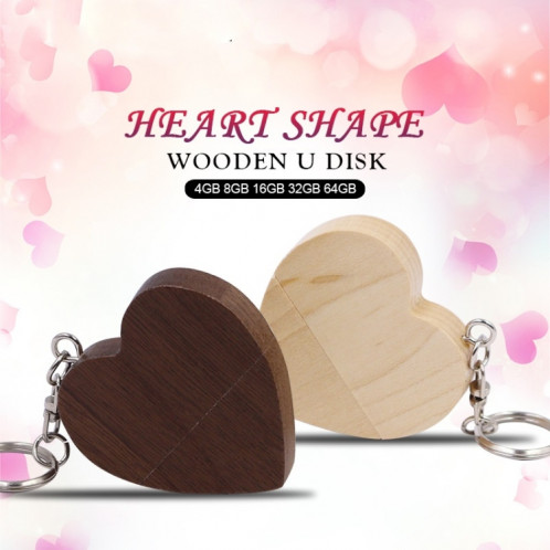 MicroDrive Disque U en forme de cœur en forme de cœur en bois USB 2.0 16 Go (couleur bois) SM33AB240-08