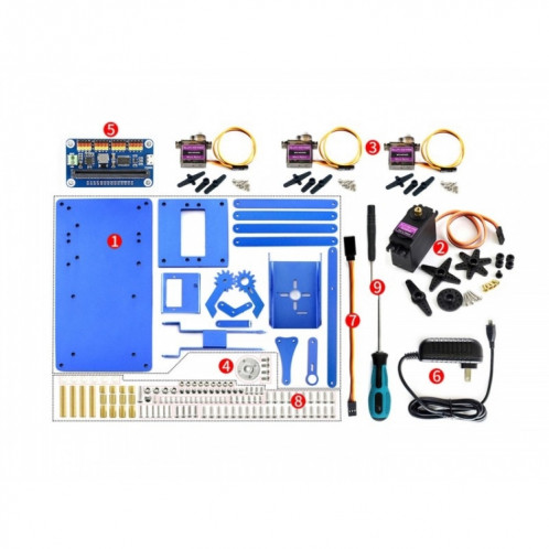 Kit de bras de robot en métal Waveshare 4-DOF pour micro: bit, prise en charge Bluetooth, prise américaine SW9333582-04