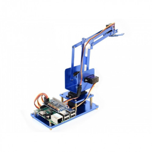 Kit de bras de robot en métal Waveshare 4-DOF pour Raspberry Pi, télécommande Bluetooth / WiFi, prise américaine SW0052633-04