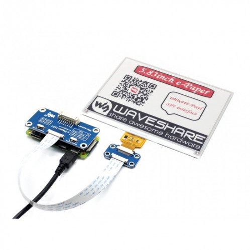 Waveshare 5,83 pouces 600x448 Pixel Rouge Noir Blanc Écran E-Ink tricolore HAT (B) pour Raspberry Pi, Interface SPI SW07751076-04