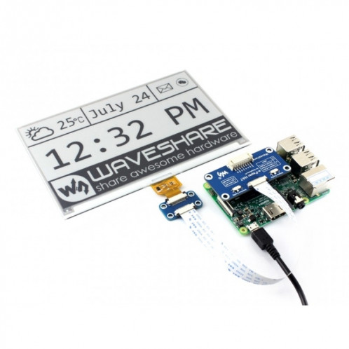 Waveshare 7,5 pouces 800x400 Pixel E-Ink Display HAT pour Raspberry Pi SW01111430-04
