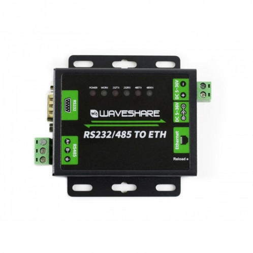 Convertisseur industriel RS232 / RS485 vers Ethernet Waveshare, prise américaine SW7060669-06