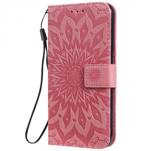 Étui en cuir PU avec empreinte horizontale à motif de tournesol pour iPhone 11 Pro Max, avec support et emplacements pour cartes, ainsi que portefeuille et lanière SH681F1791-09