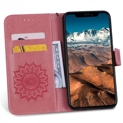 Étui en cuir PU avec empreinte horizontale à motif de tournesol pour iPhone 11 Pro Max, avec support et emplacements pour cartes, ainsi que portefeuille et lanière SH681F1791-09