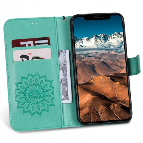 Étui en cuir PU avec empreinte horizontale à motif de tournesol pour iPhone 11 Pro Max, avec support et emplacements pour cartes, ainsi que portefeuille et lanière SH681G969-09