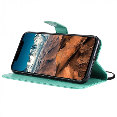 Étui en cuir PU avec empreinte horizontale à motif de tournesol pour iPhone 11 Pro Max, avec support et emplacements pour cartes, ainsi que portefeuille et lanière SH681G969-09