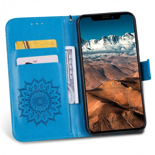 Étui en cuir PU avec empreinte horizontale à motif de tournesol pour iPhone 11 Pro Max, avec support et emplacements pour cartes, ainsi que portefeuille et lanière SH681L1884-09