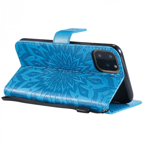 Étui en cuir PU avec empreinte horizontale à motif de tournesol pour iPhone 11 Pro Max, avec support et emplacements pour cartes, ainsi que portefeuille et lanière SH681L1884-09