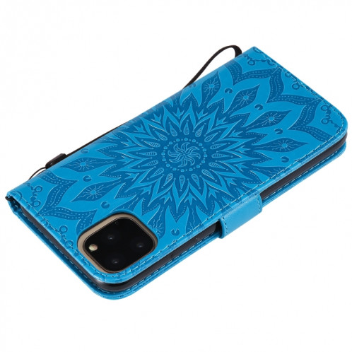 Étui en cuir PU avec empreinte horizontale à motif de tournesol pour iPhone 11 Pro Max, avec support et emplacements pour cartes, ainsi que portefeuille et lanière SH681L1884-09